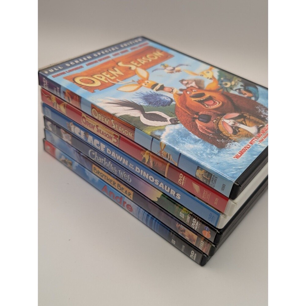 Kids Family DVD Lot of 6 Animal Lover Movies Ice Age Brother Bear Charlotte Web